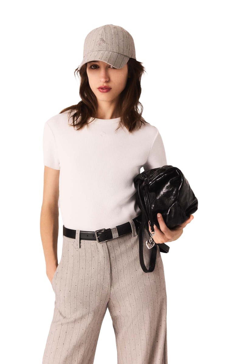 maje Cotton T-shirt, Alternate, color, White