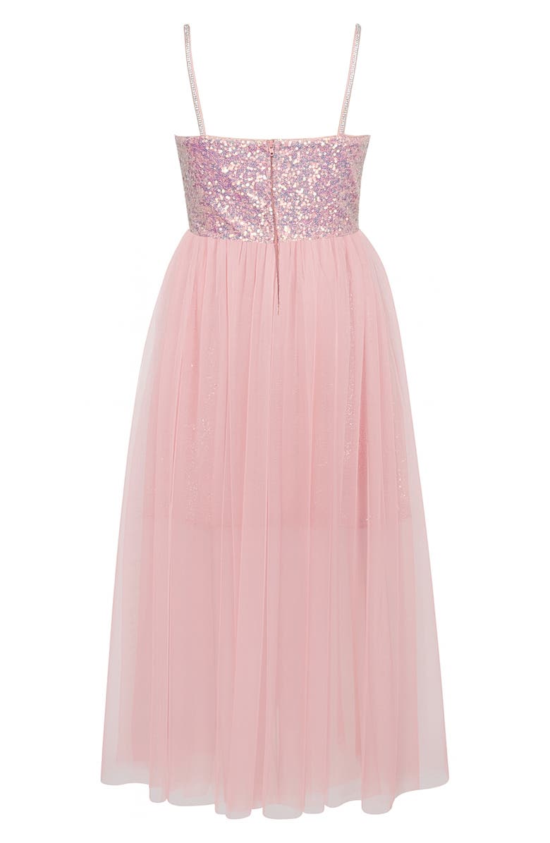 Zunie Kids' Sequin & Mesh Walk Thru Party Dress, Alternate, color, Pink