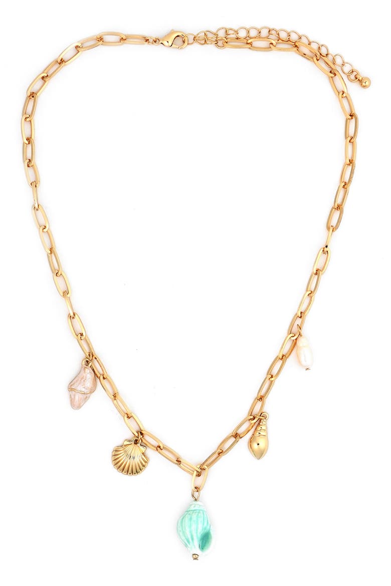 Shells Charm Necklace, Main, color, GREEN