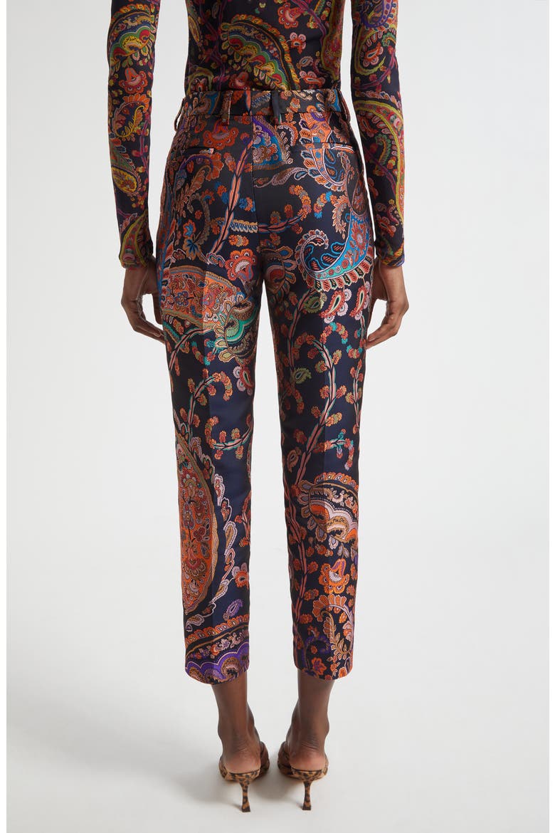 Bristol Paisley Jacquard Ankle Trousers, Alternate, color, MULTICOLOUR ON BLUE BASE