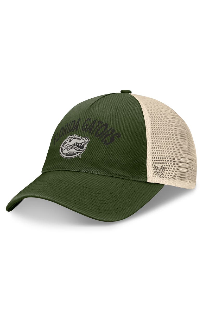 TOP OF THE WORLD Men's Top of the World Hunter Green Florida Gators OHT Military Appreciation Glory Trucker Adjustable Hat, Main, color, Hunter Green