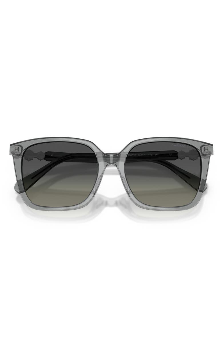Swarovski 55mm Pillow Sunglasses, Alternate, color, Transparent Grey / Grey