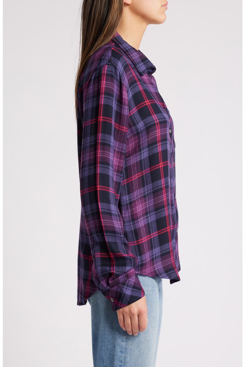 Hunter Plaid Button-Up Shirt, Alternate, color, AUBERGINE MAGENTA