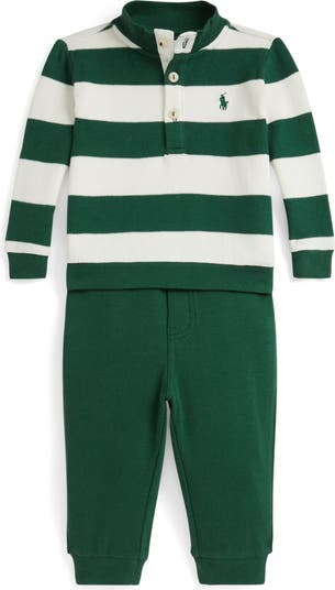 Estate Rib Stripe Cotton Rugby Shirt & Joggers Set