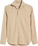 Aurélien Slim Fit Camp Collar Cotton & Cashmere Flannel Button-Up Shirt