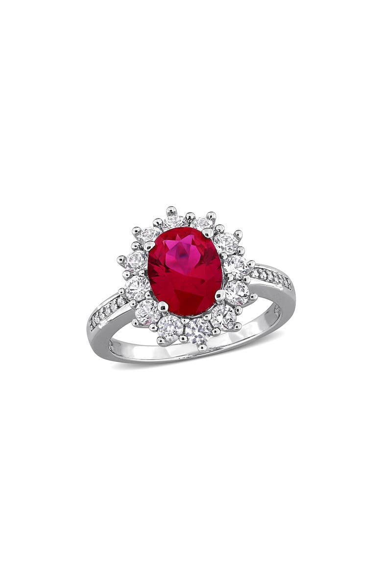Diamond & Lab Created Ruby Ring, Main, color, RED