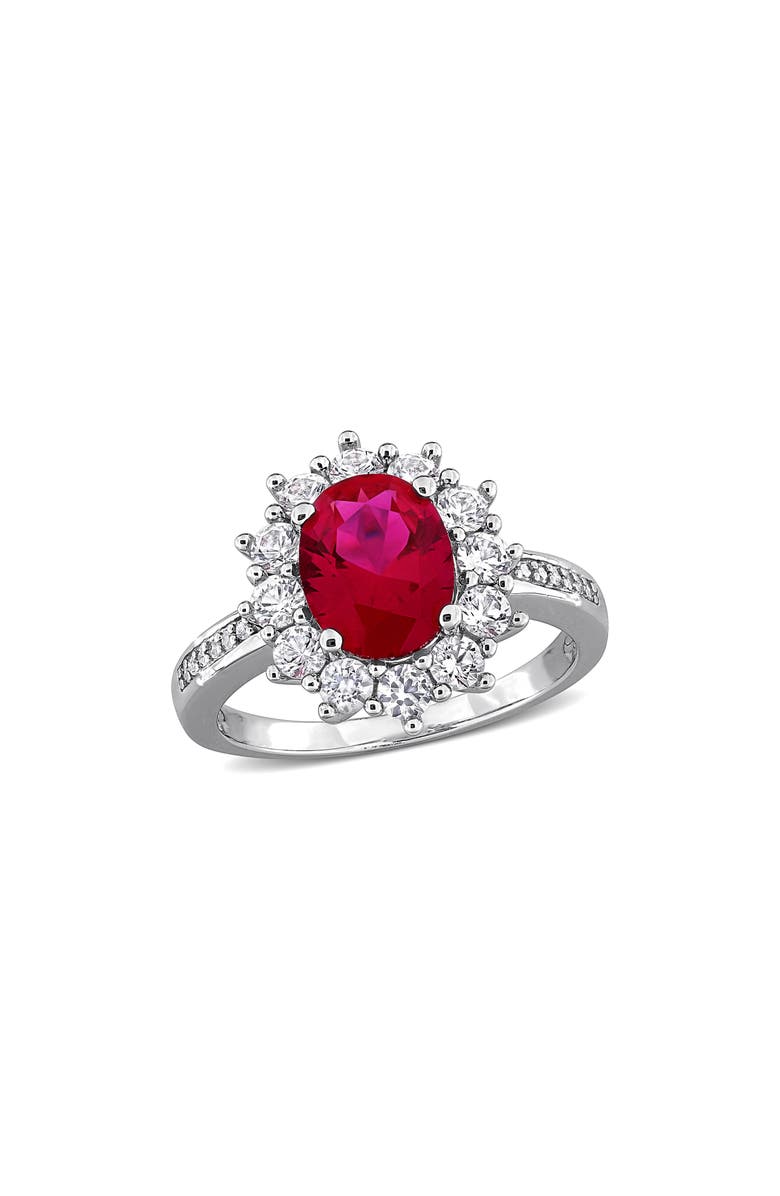 DELMAR Diamond & Lab Created Ruby Ring, Main, color, Red