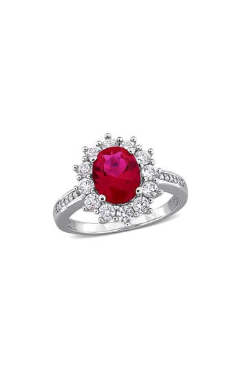 Delmar Diamond & Lab Created Ruby Ring In Red