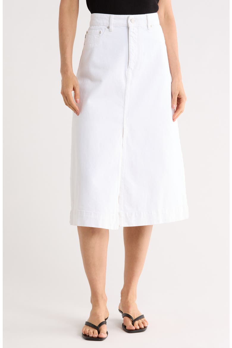 Alma A-Line Denim Skirt, Main, color, WHITE