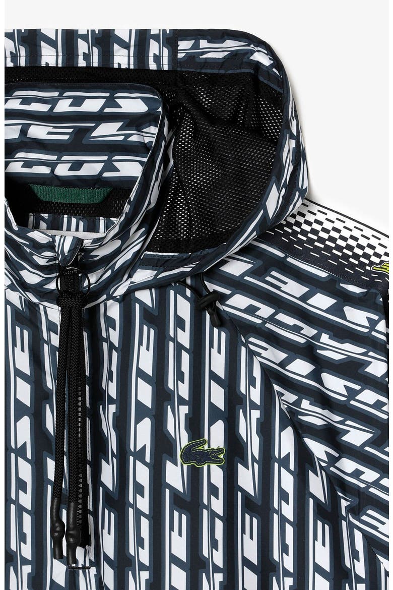 Logo Print Half Zip Windbreaker, Alternate, color, BLACK/ BLUE NIGHT-WHITE