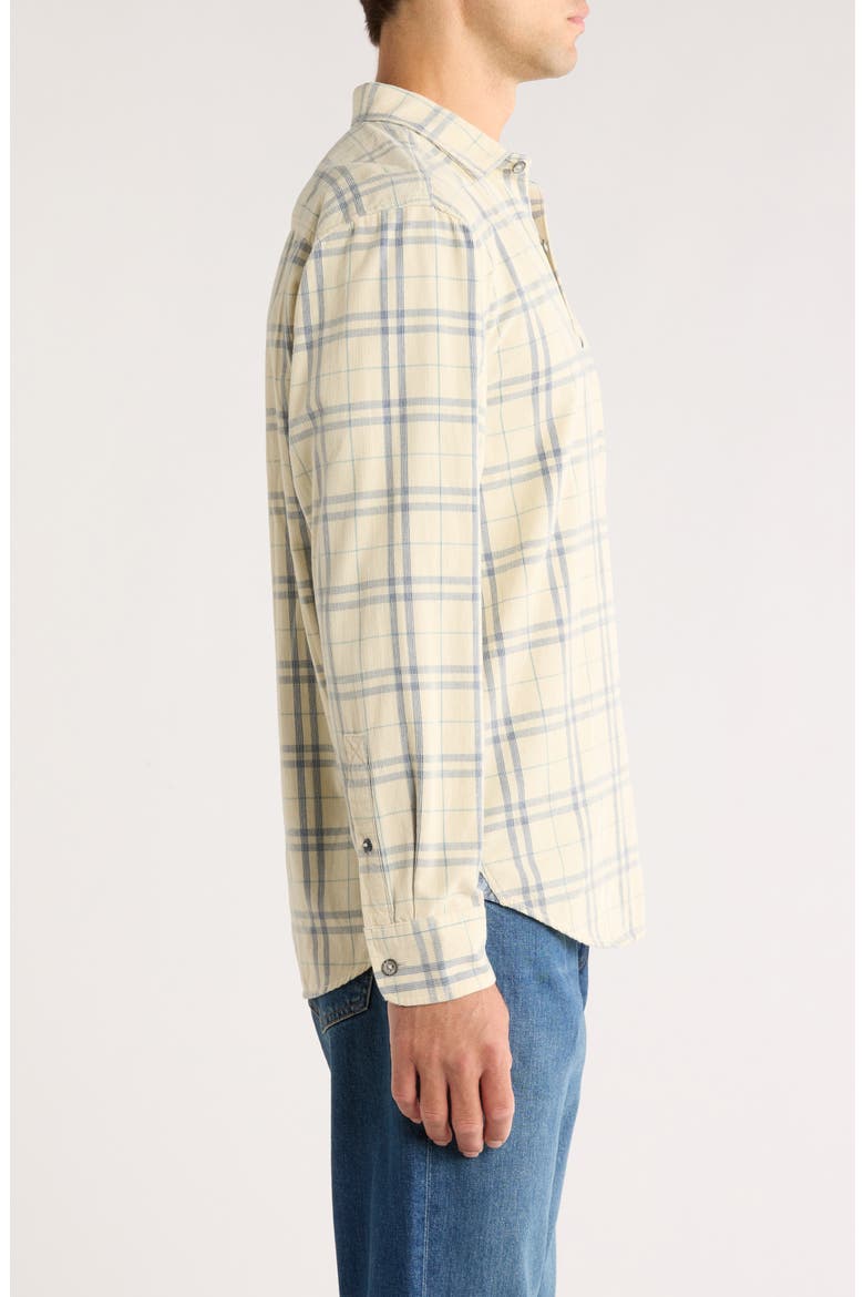 Coastline Cord Indio Plaid Cotton Corduroy Button-Up Shirt, Alternate, color, CLOUD CREAM
