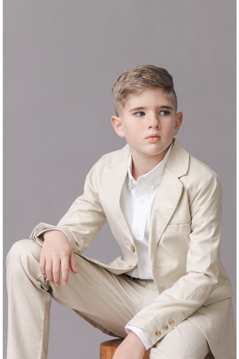 Kids' Linen Suit Jacket, Alternate, color, Sand Linen