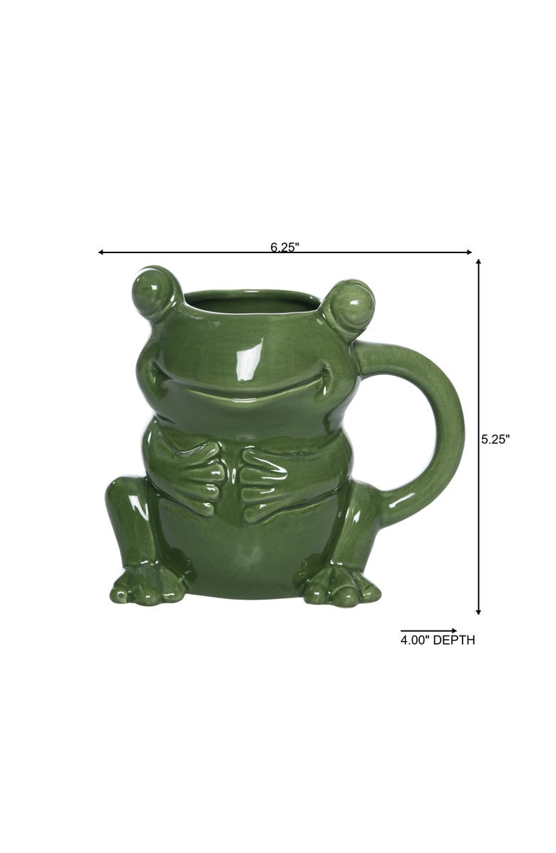 Transpac Ceramic Frog Shape Mug Green for Spring Serving and Entertaining, Alternate, color, Green