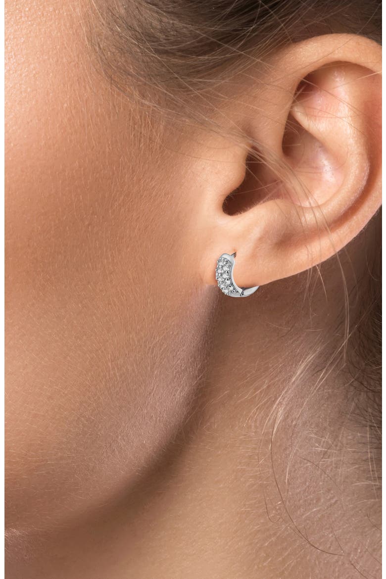 Cubic Zirconia Huggie Hoop Earrings, Alternate, color, CLEAR SILVER