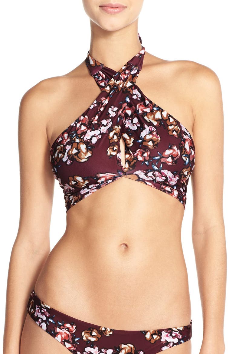 Beach Riot 'Jini' Halter Bikini Top, Main, color, CRIMSON FLORAL