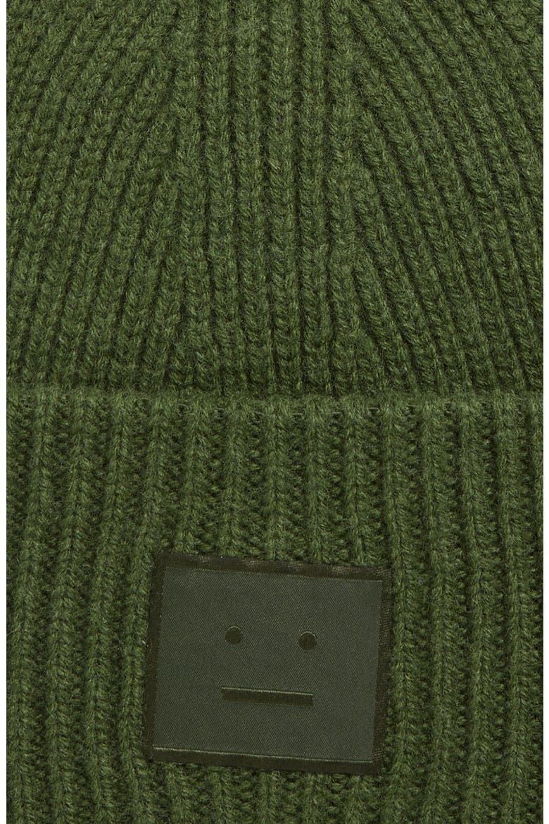 Pana Face Patch Wool & Yak Hair Blend Rib Beanie, Alternate, color, BOTTLE GREEN