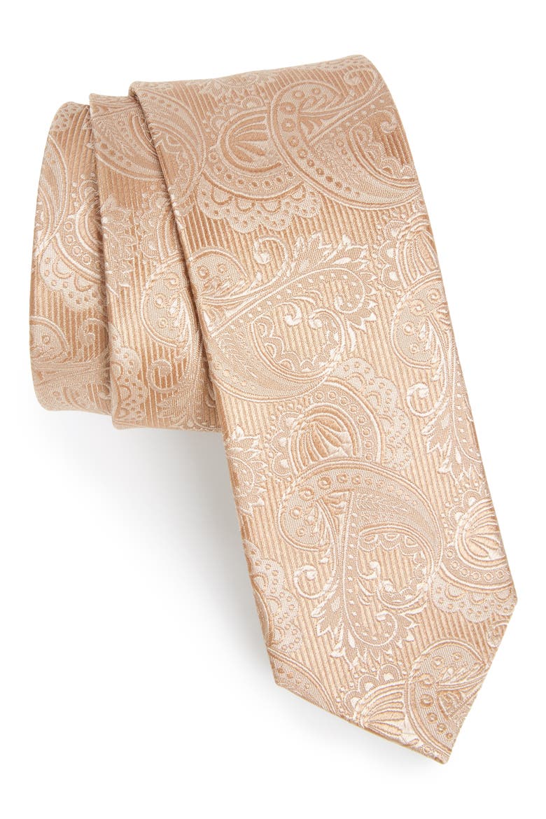 Textured Paisley Silk Tie, Main, color, LIGHT BROWN