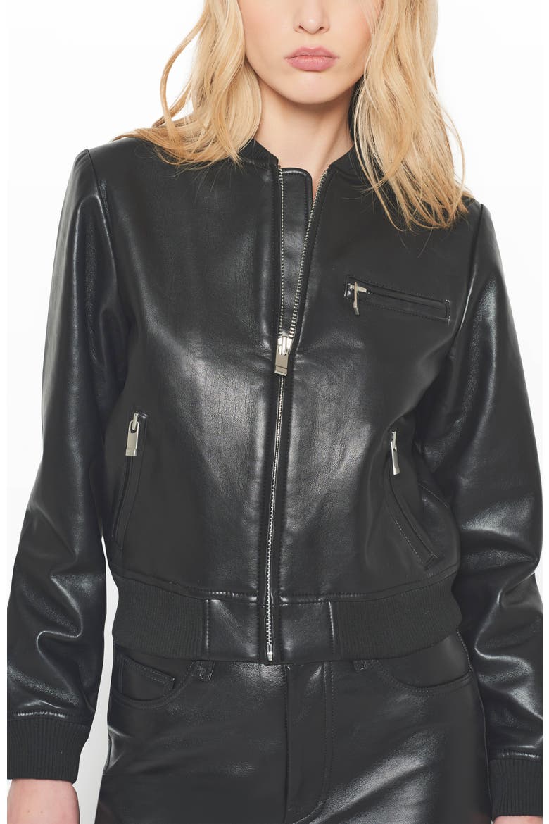 Dixie Recycled Leather Bomber Jacket, Alternate, color, Black