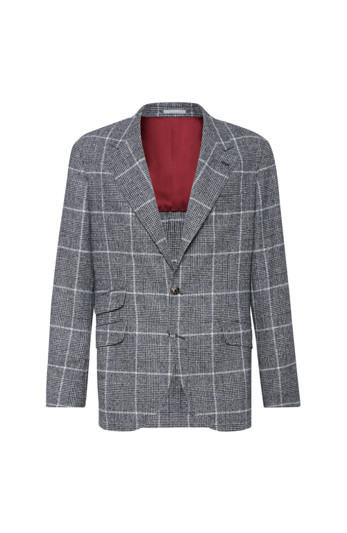 Brunello Cucinelli Prince Of Wales Cavallo Blazer In Gray