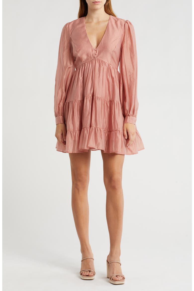 Harlow Long Sleeve Babydoll Minidress, Main, color, TULIP