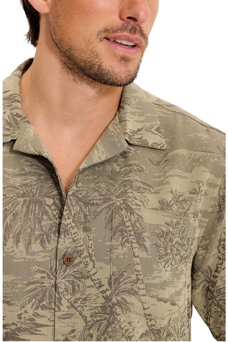Coastal Ease IslandZone® Palms Print Camp Shirt, Alternate, color, SHIITAKE