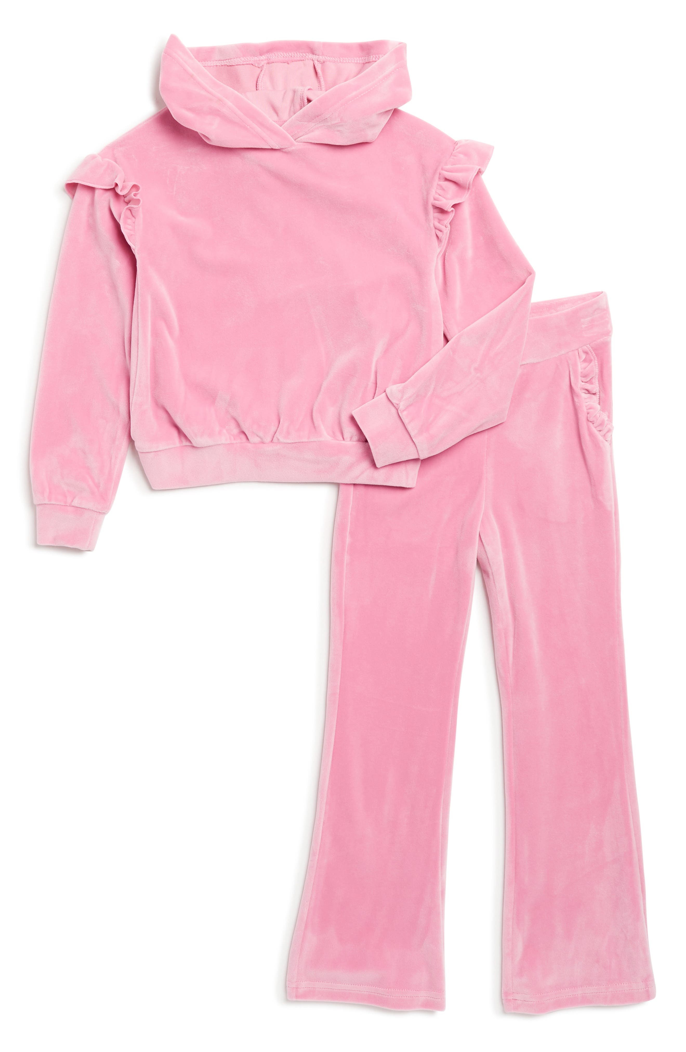 90 DEGREE BY REFLEX Kids' Velour Hoodie & Flare Pants Set