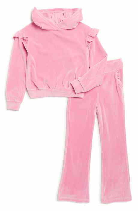 90 DEGREE BY REFLEX Kids' Velour Hoodie & Flare Pants Set