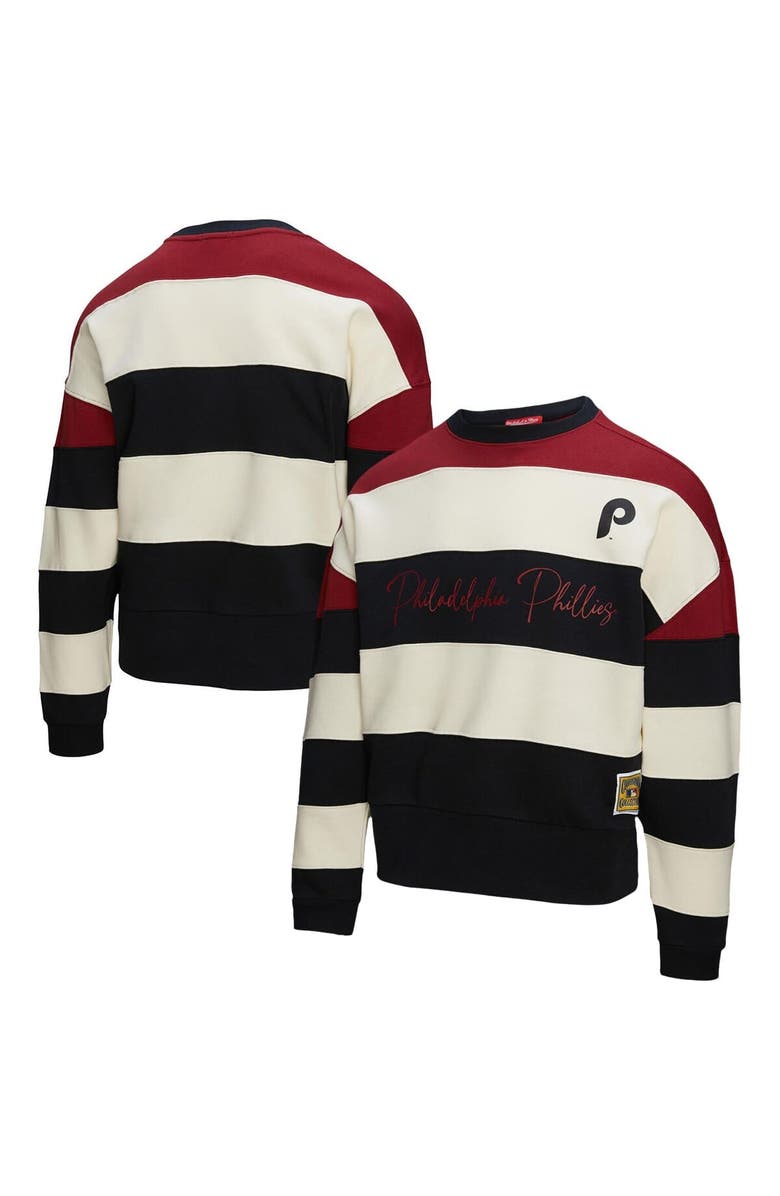 Mitchell & Ness Women's Mitchell & Ness  Burgundy/Black Philadelphia Phillies Cooperstown Collection Blocked Fleece Pullover Sweatshirt, Alternate, color, Burgundy