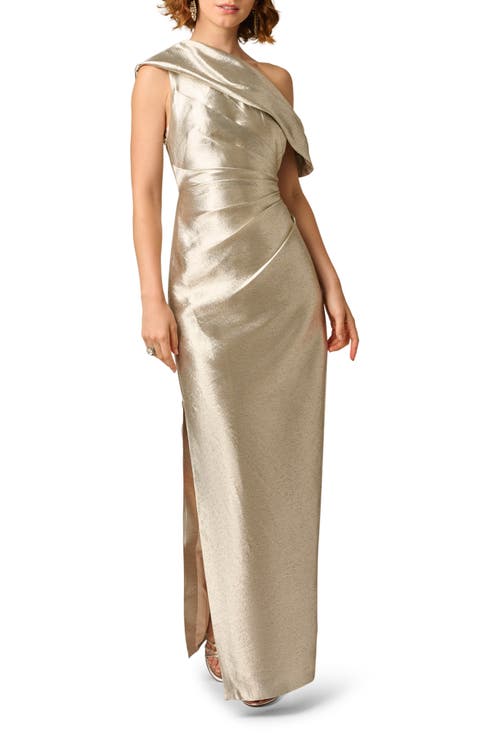 One-Shoulder Jacquard Gown