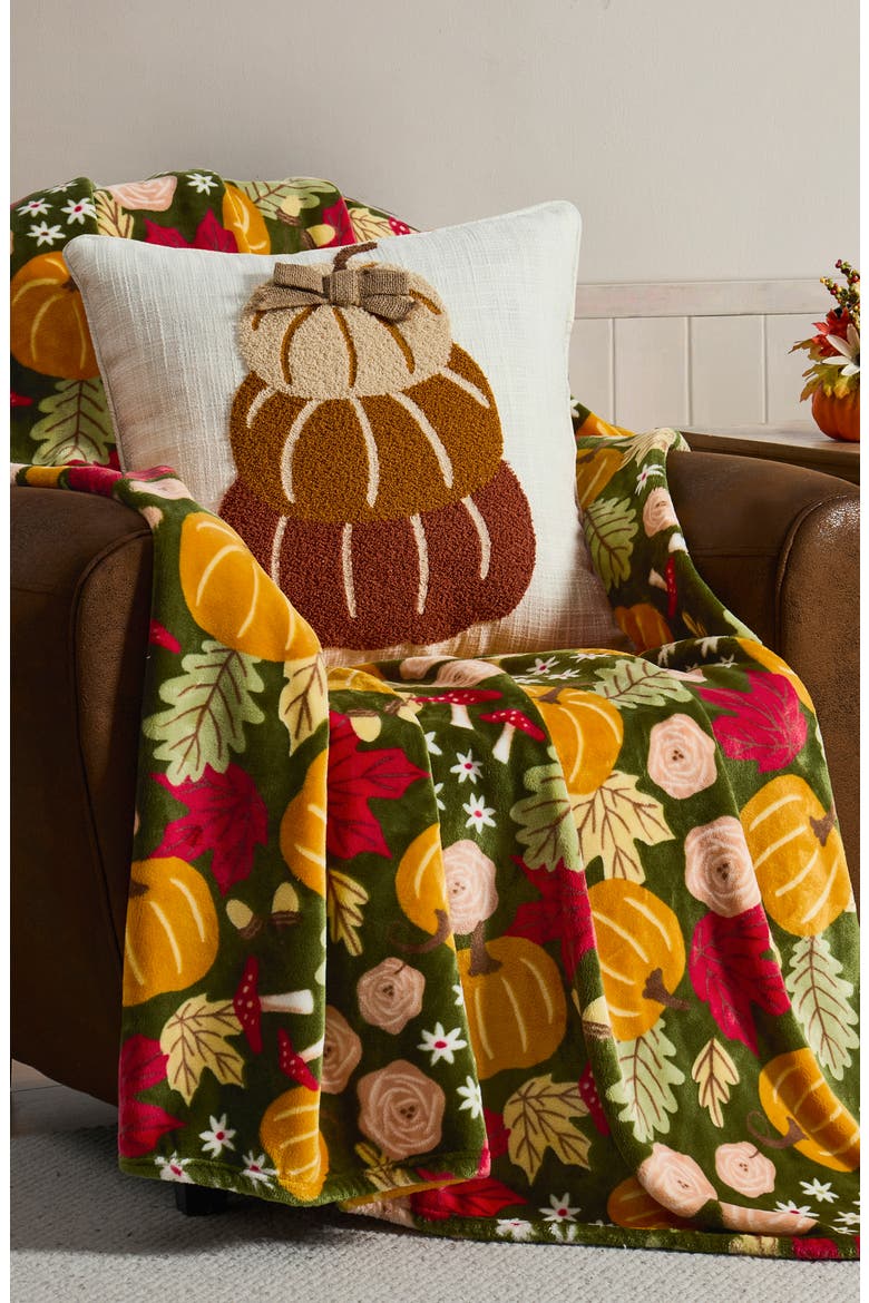 Fall Flora Throw Blanket, Alternate, color, NO COLOR