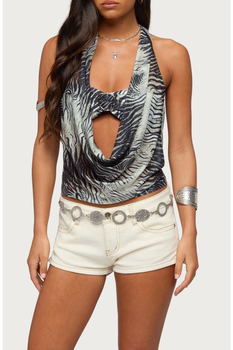 Issey Animal Print Layered Halter Top, Main, color, BLACK MIX