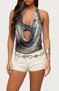 EDIKTED Issey Animal Print Layered Halter Top