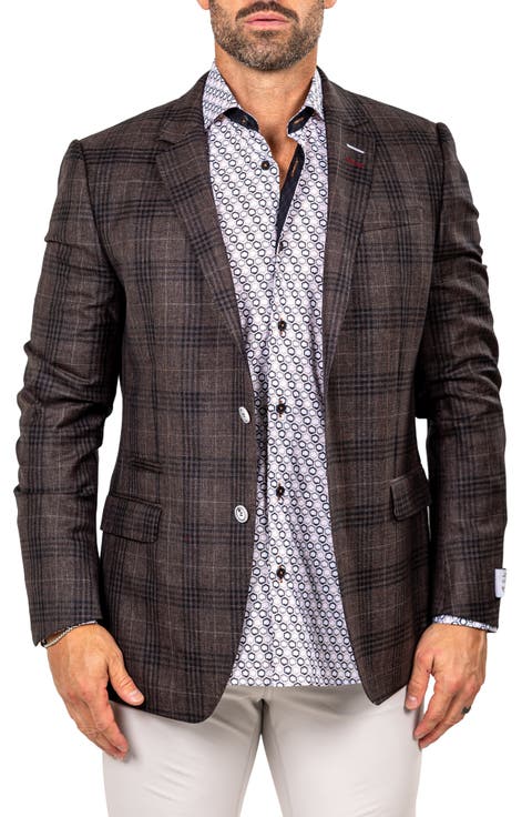 Socrate Marthyr017 Brown Plaid Slub Virgin Wool Sport Coat