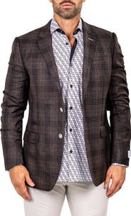 Maceoo Socrate Marthyr017 Brown Plaid Slub Virgin Wool Sport Coat