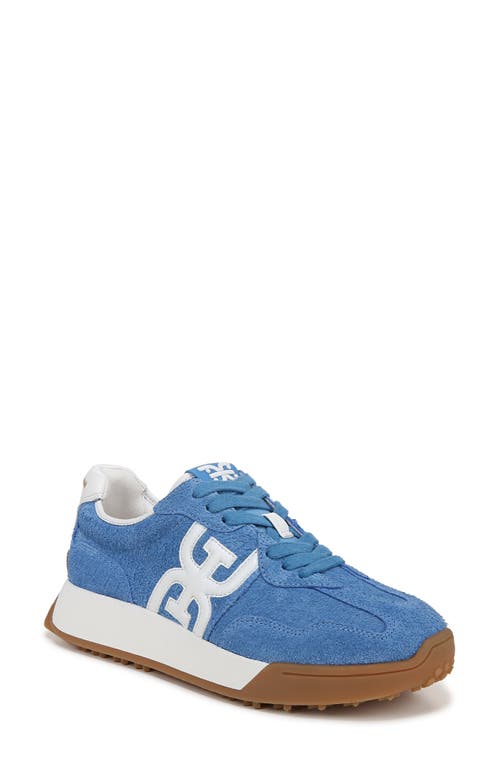 Sam Edelman Langley Lace Up Sneaker Azure Blue Suede In Azure Blue