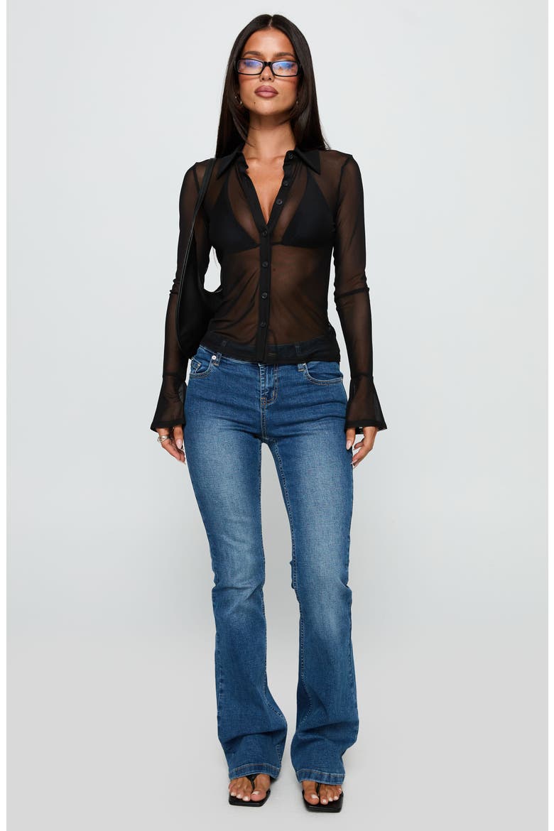 Two of Us Sheer Long Sleeve Shirt, Alternate, color, BLACK