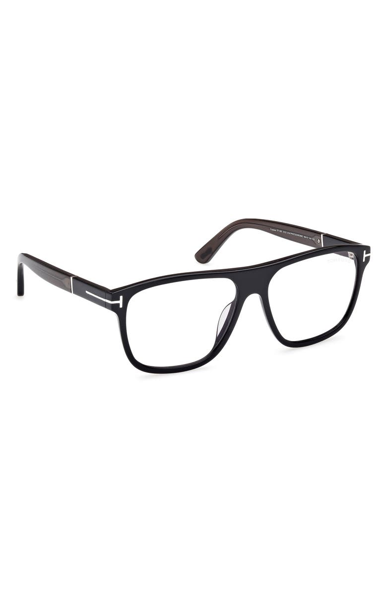 TOM FORD Frances 58mm Square Optical Glasses, Alternate, color, Black Eco Grey / T Logo
