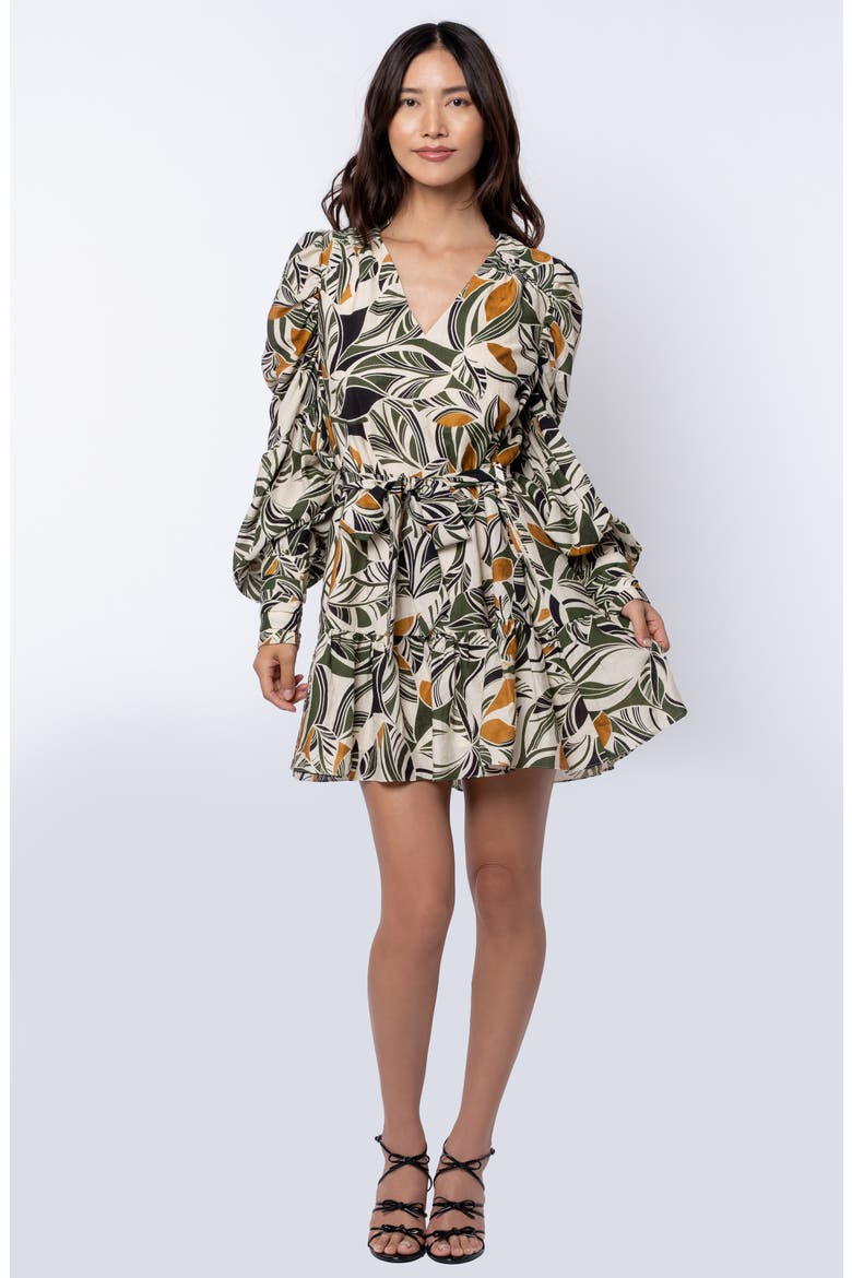 Cassini Puff Sleeve Tie Waist Minidress, Alternate, color, CREAM MULTI