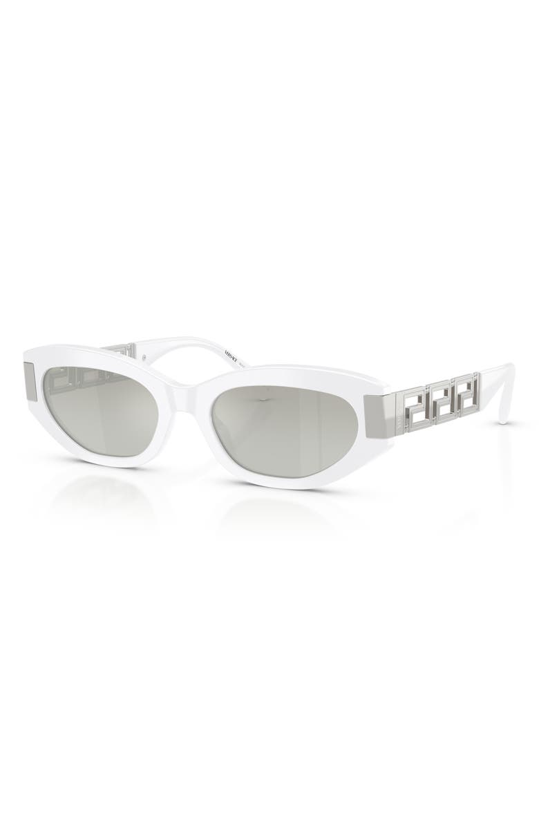 Versace 54mm Cat Eye Sunglasses, Alternate, color, White / Grey Mirror Silver