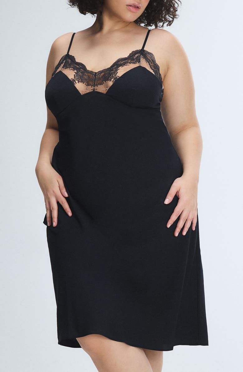 SAVAGE X FENTY Lacestruck Sleep Slipdress, Alternate, color, Tiramisu Tan/ Black Caviar