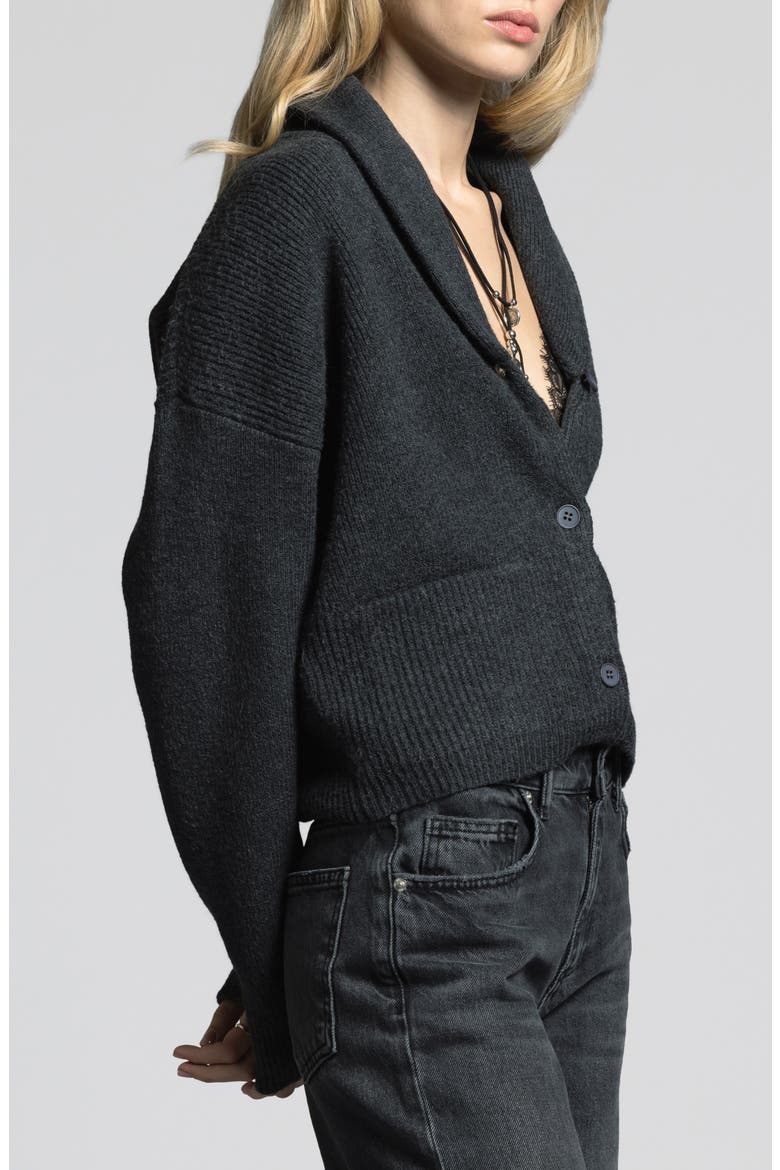Candice Shawl Collar Cardigan, Alternate, color, EBONY