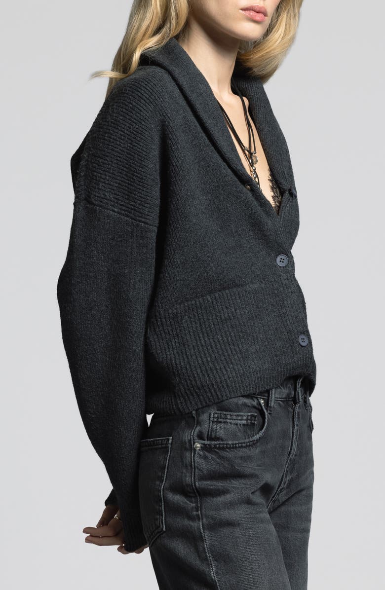 WEEKEND LOS ANGELES Candice Shawl Collar Cardigan, Alternate, color, Ebony
