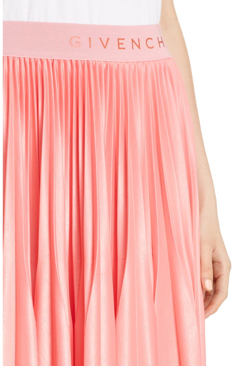 Logo Waist Pleated Midi Skirt, Alternate, color, FLAMINGO