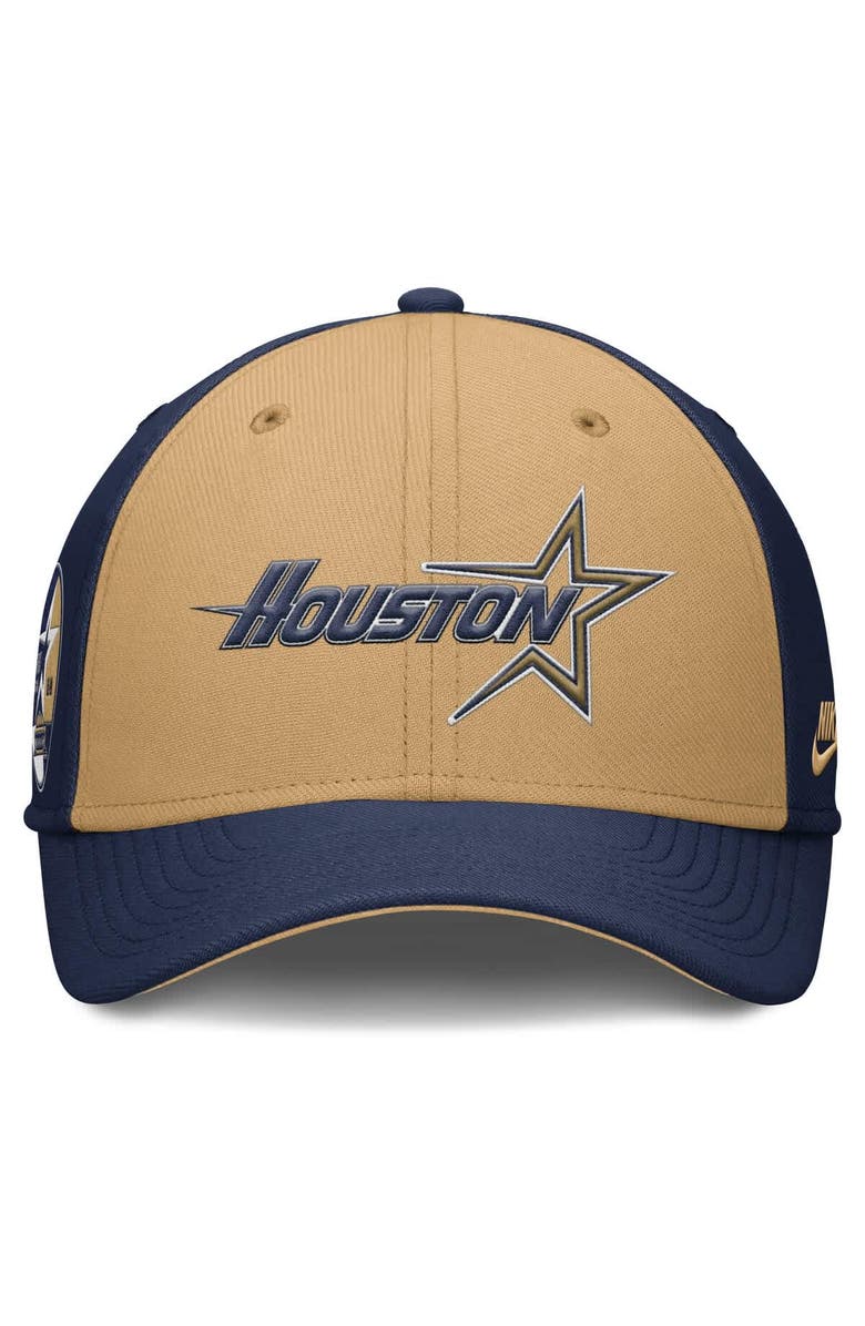 Nike Men's Nike Navy/Gold Houston Astros Rise Swoosh Performance Flex Hat, Alternate, color,