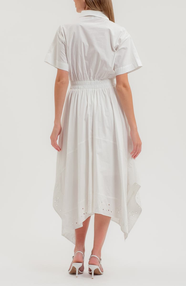 ZOE AND CLAIRE Handkerchief Hem Shirtdress, Alternate, color, White