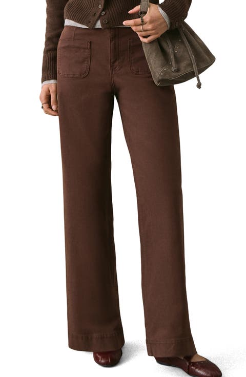 Patch Pocket Wide Leg Jeans