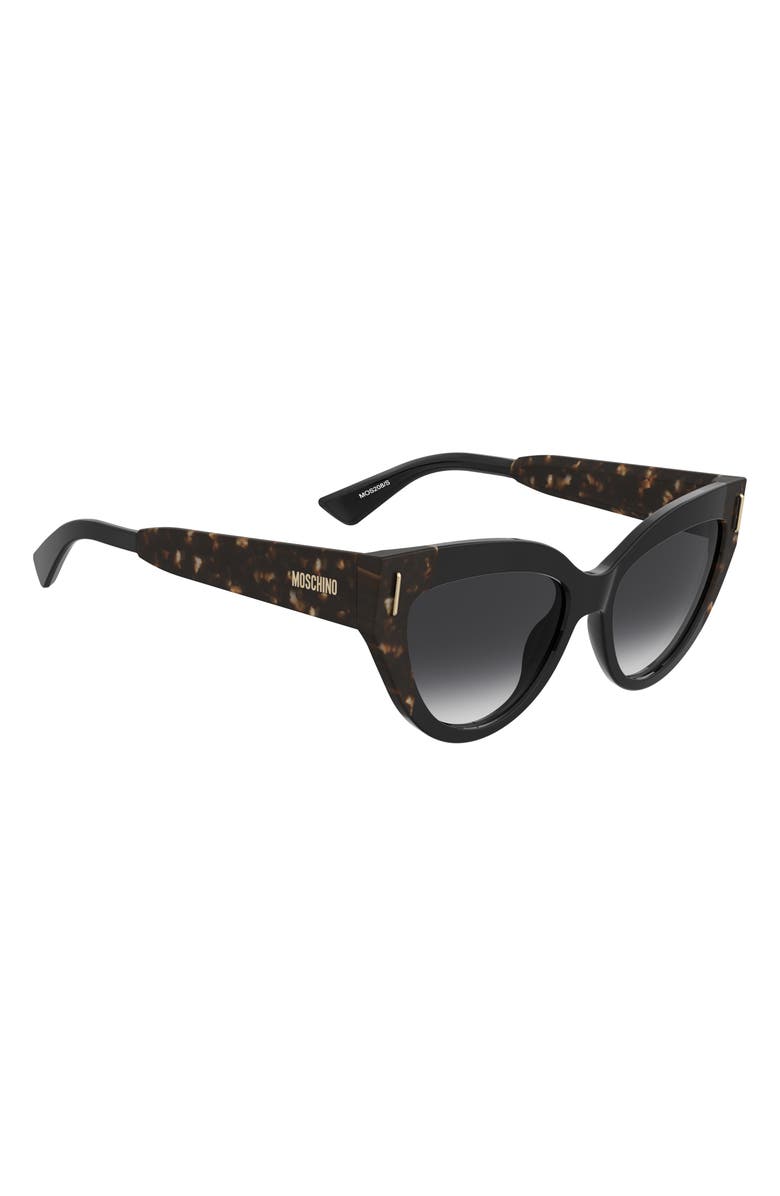 Moschino 56mm Gradient Cat Eye Sunglasses, Alternate, color, Black Havana/ Dark Grey Sf
