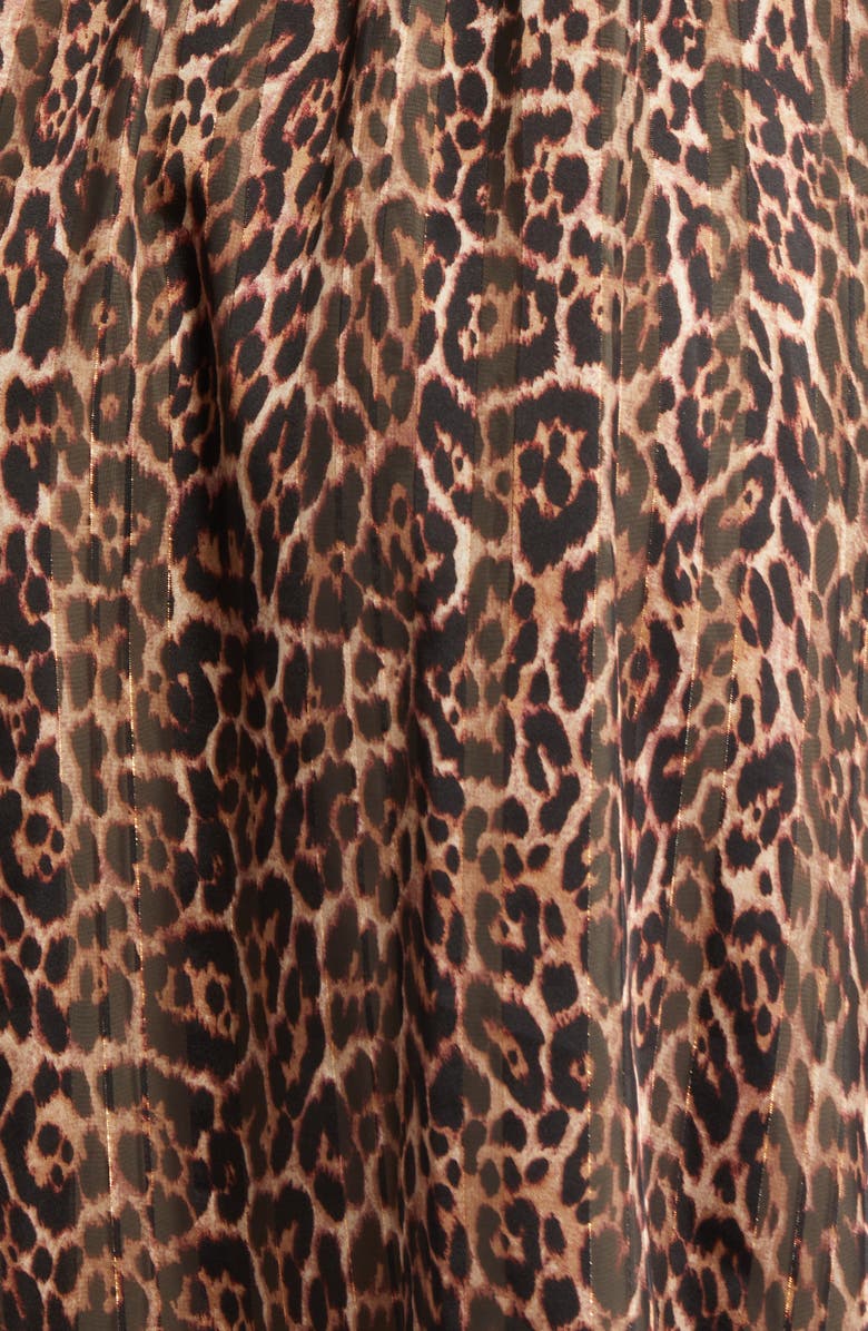 Anne Klein Metallic Leopard Print Long Sleeve Dress, Alternate, color,