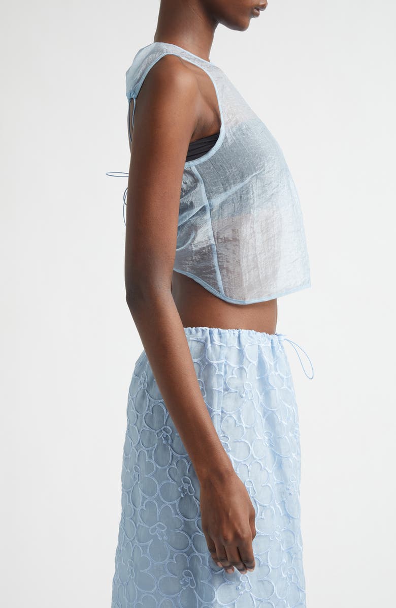 Cecilie Bahnsen Katie Sheer Liquid Myrtia Top, Alternate, color, Light Blue Liquid Myrtia