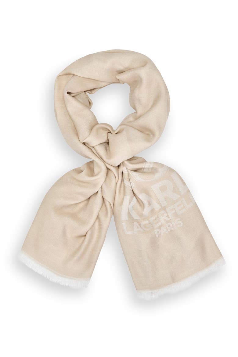 Karl Choupette Pashmina Scarf, Alternate, color, LATTE